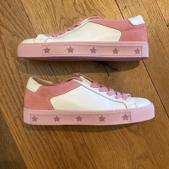 Matchboots ‘Rose Passion’ white leather pink suede lace up sneaker size 5 - Picture 2 of 10